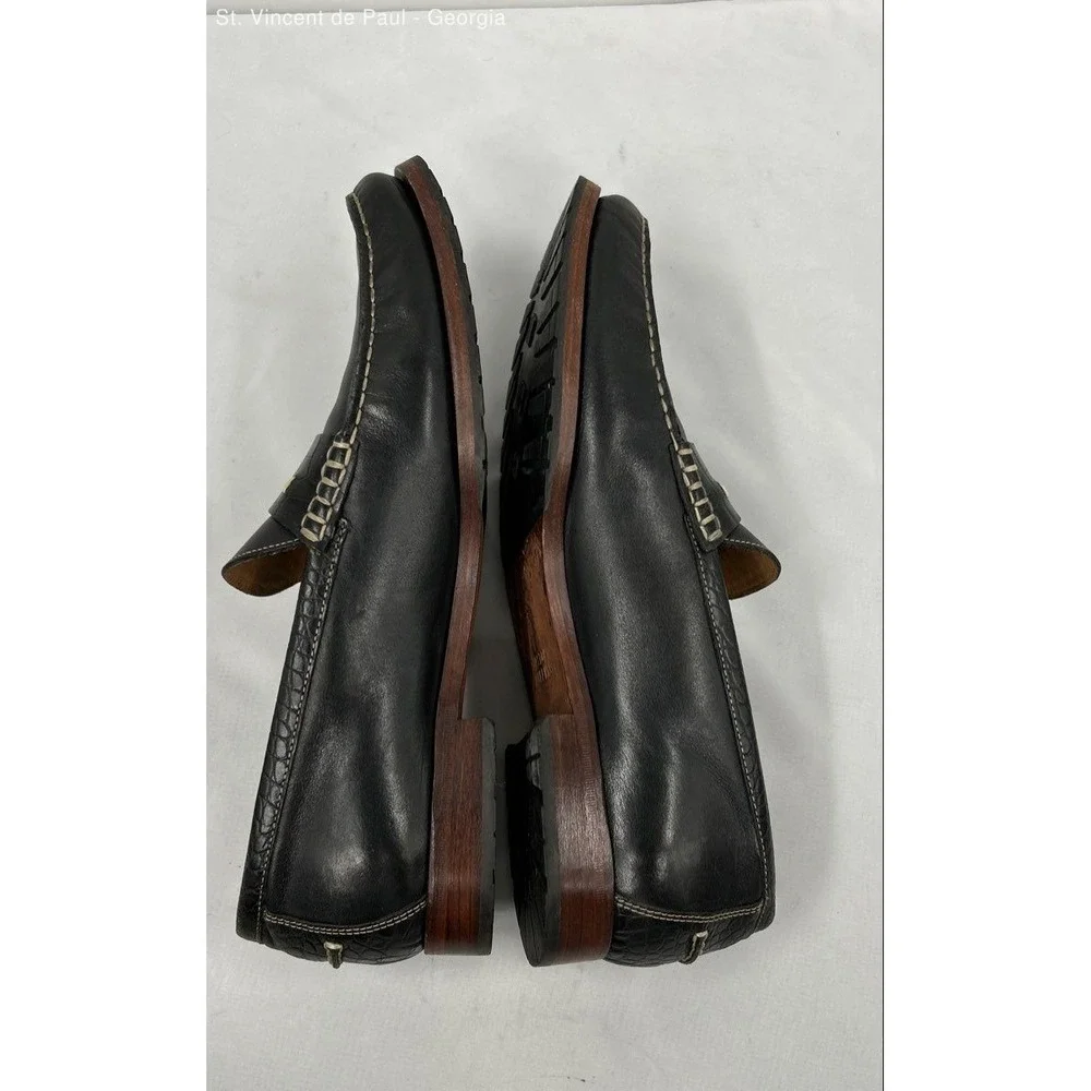 Johnston & Murphy Sheepskin Leather Black Solid Loafer Dress Shoe Men 13